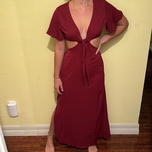 Wine red long dress